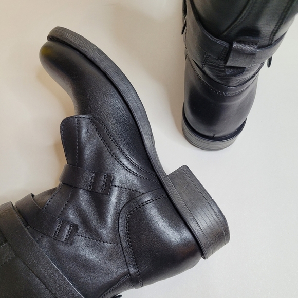 Diba Jet Way Moto Boots Womens 6 Black Leather Buckle Zip New - Picture 7 of 10